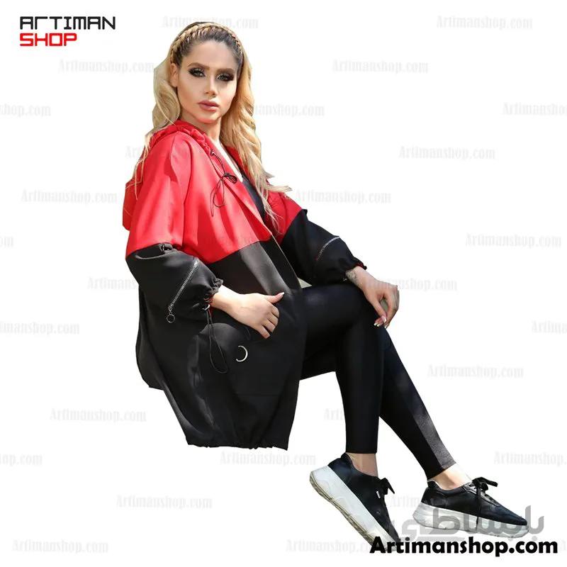 مانتو کلاهدار پارچه مازراتی اعلا REFR
