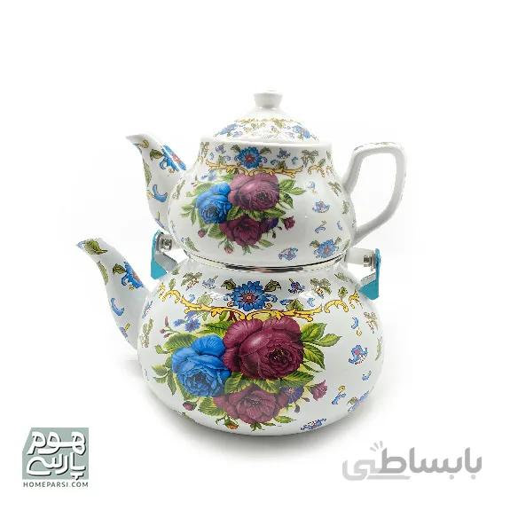 ست کتری و قوری گلدار شش رنگ کد 9011-2