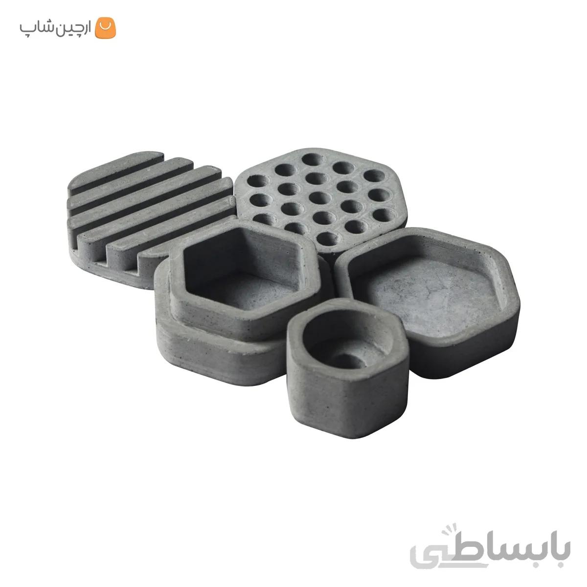ست اداری رومیزی بتنی 5 تکه ارچین مدل SERPABO-G