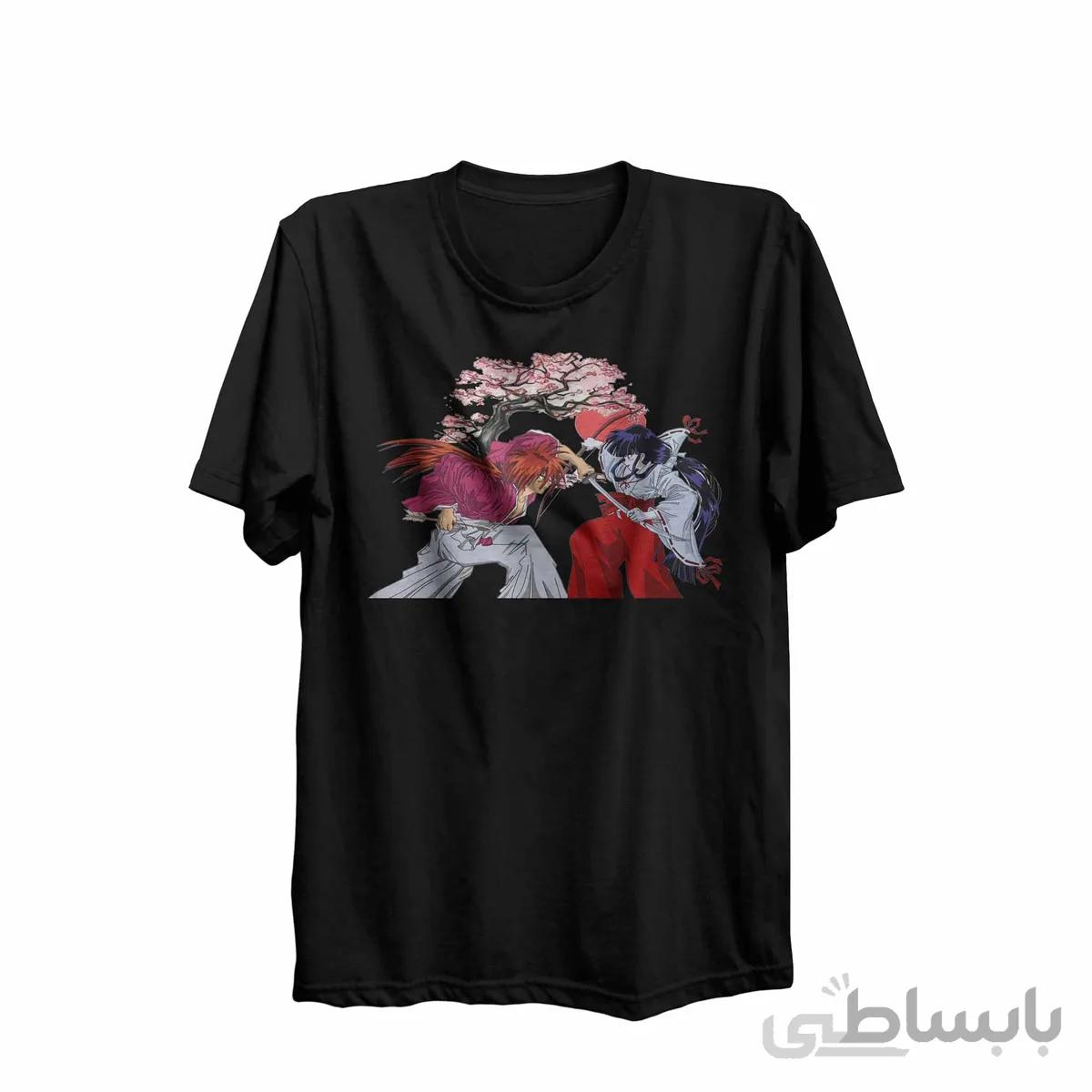 تیشرت یقه گرد مشکی طرح انیمه رورونی کنشین Rurouni Kenshin کد KCT10458 کد 285220