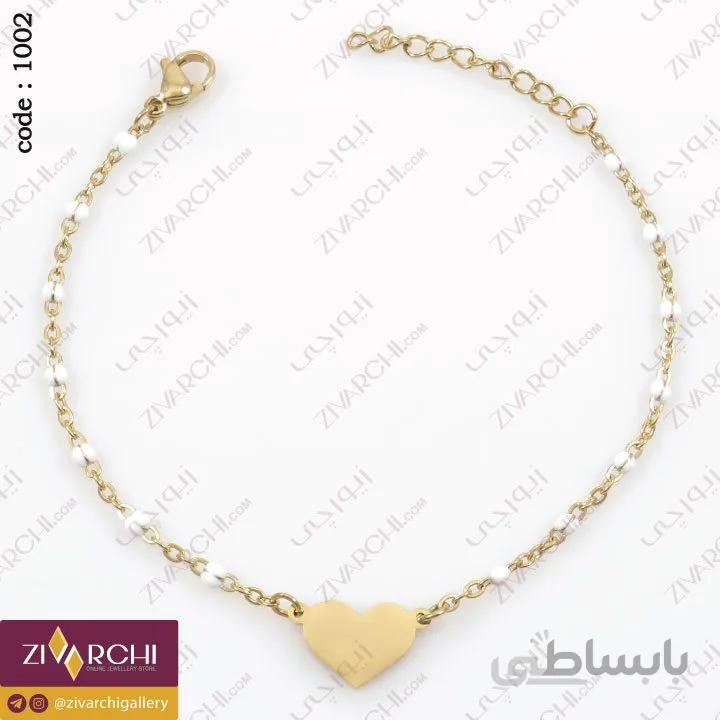 دستبند زنجیری استیل (طرح قلب) 1002