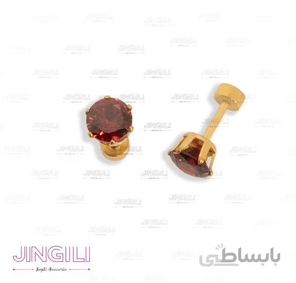 پیرسینگ گوش مدل سنگ یاقوتی کد ew003