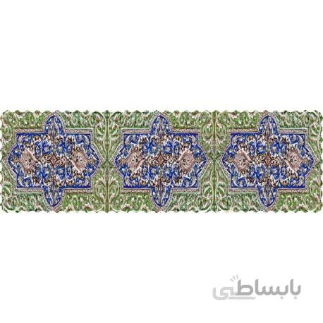 رانر مخمل کتیبه گلی سبز ابی