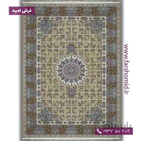 یک تخته 12 متری فرش ماشینی 1250 شانه 10 رنگ کد 4053 نسکافه ای فرش رجال
