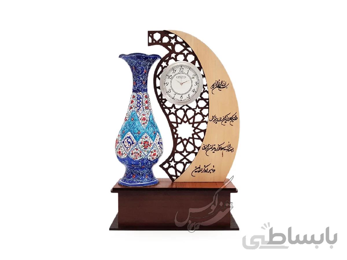 تندیس ساعت دار گلدان میناکاری