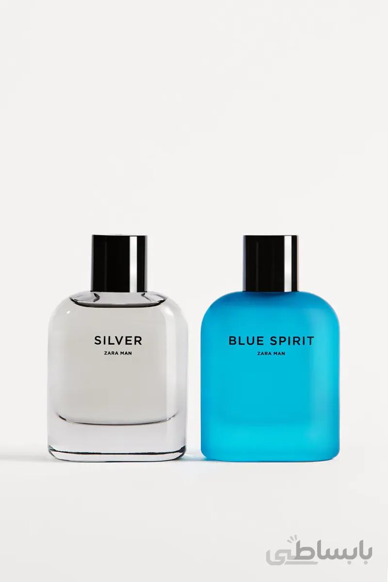 ادکلن دو قلو زارا مردانه مدل سیلور/بلو اسپریت /BLUE SPIRIT + SILVER 80 ML