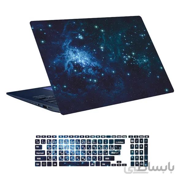 اسکین لپ تاپ طرح Space کد ۱۴۸ به همراه استیکر کیبورد