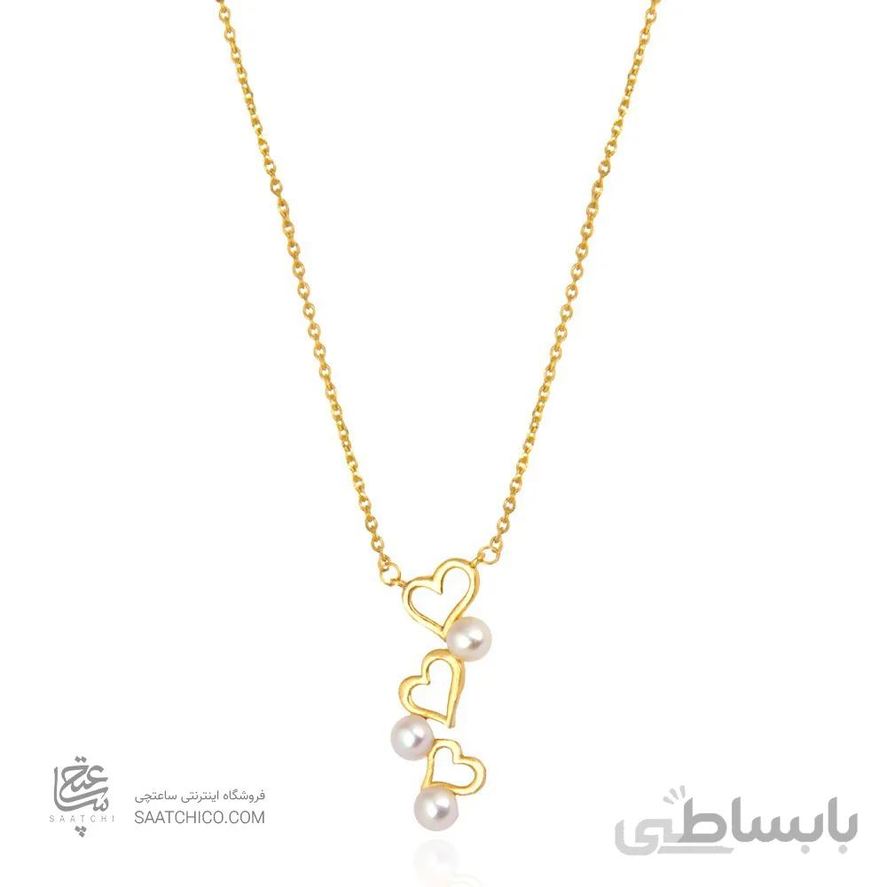 گردنبند طلا طرح قلب با مروارید کد XN136