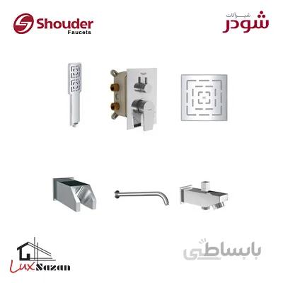 شیر توکار حمام شودر مدل رومر کروم (سردوش پلاستیک ABS) تیپ 1