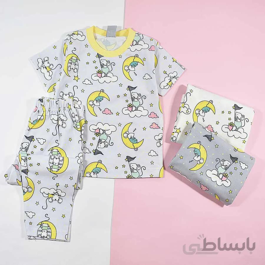 بلوز شلوار راحتی بچه گانه طرح موش کد 2184
