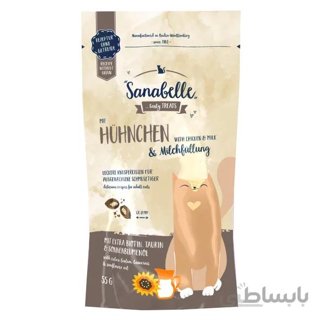 تشویقی گربه سانابل مدل Chicken and amp Milk وزن 55 گرم ا Sanabelle Chicken & Milk Cat Treat 55g