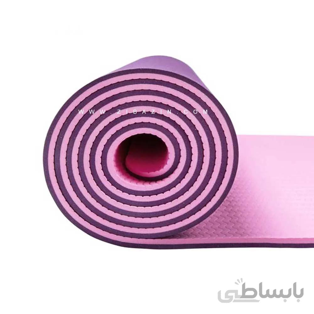 مت یوگا و پیلاتس (TPE) دو لایه ۸ میل : بادمجانی سرخآبی + کاور رایگان