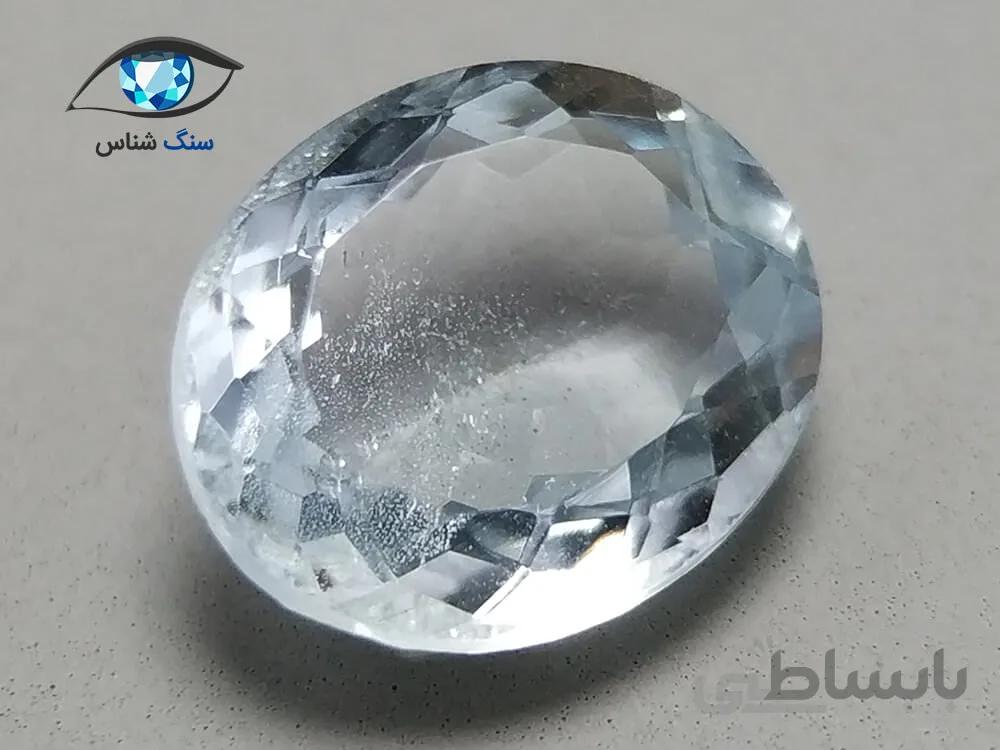 آکوامارین بیضی طبیعی 1.8 قیراط