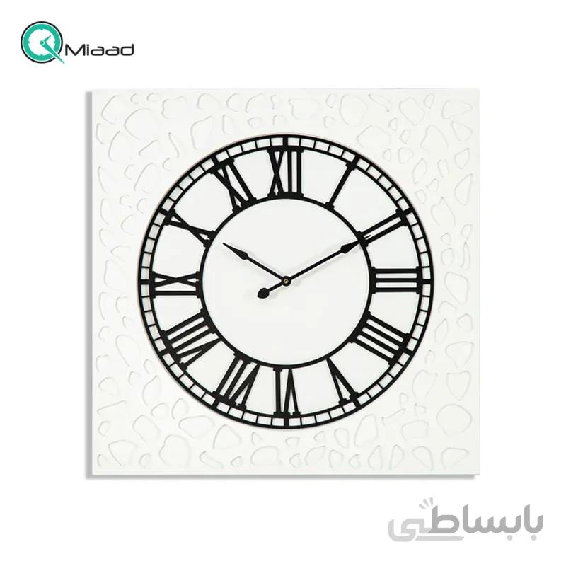 ساعت دیواری چوبی مربع مدل 4013 سفید