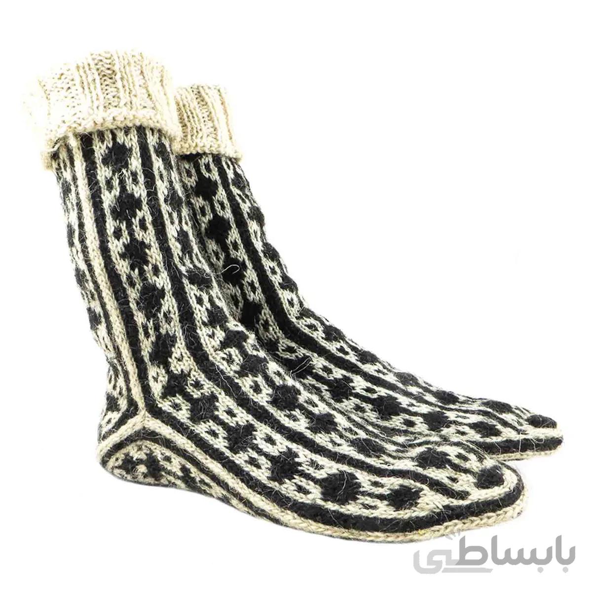 جوراب پشمی دستباف سنتی کردستان کد 217 سایز 42-43