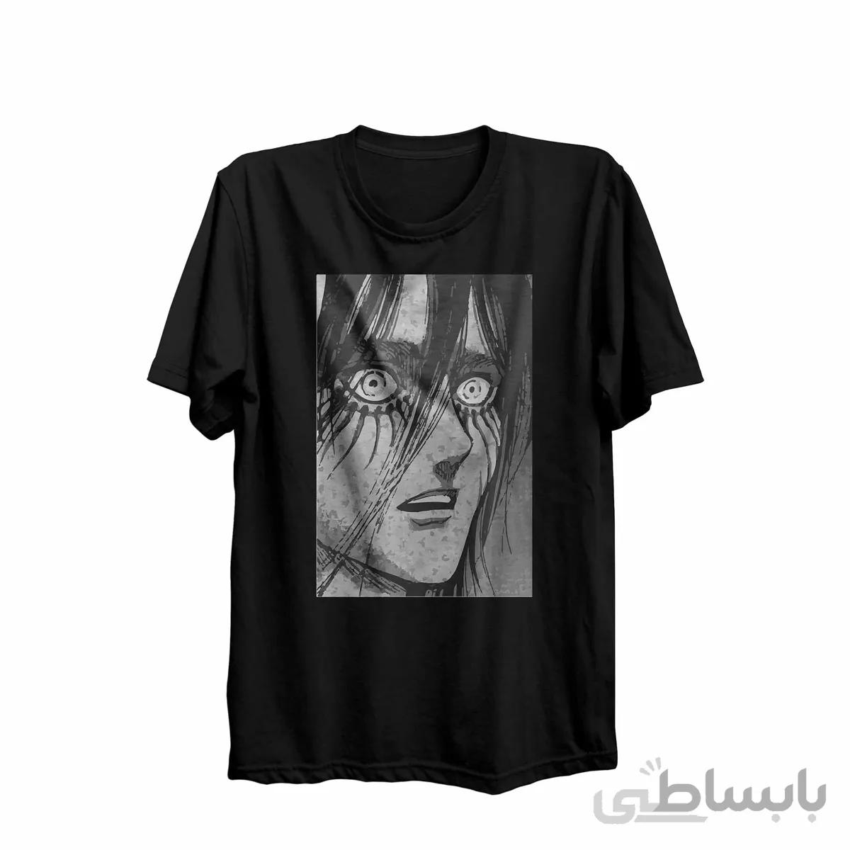 تیشرت یقه گرد مشکی طرح انیمه اتک آن تایتان Attack On Titan کدKCT10429 کد 285419