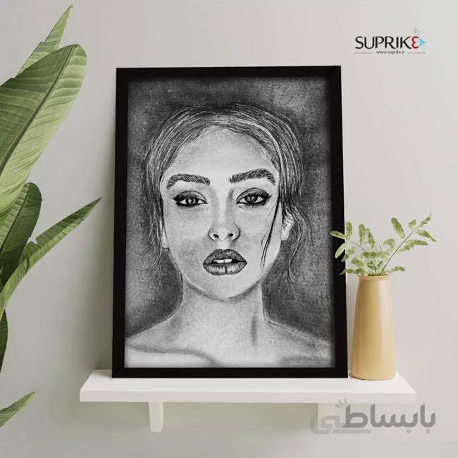 نقاشی سیاه قلم چهره خانم