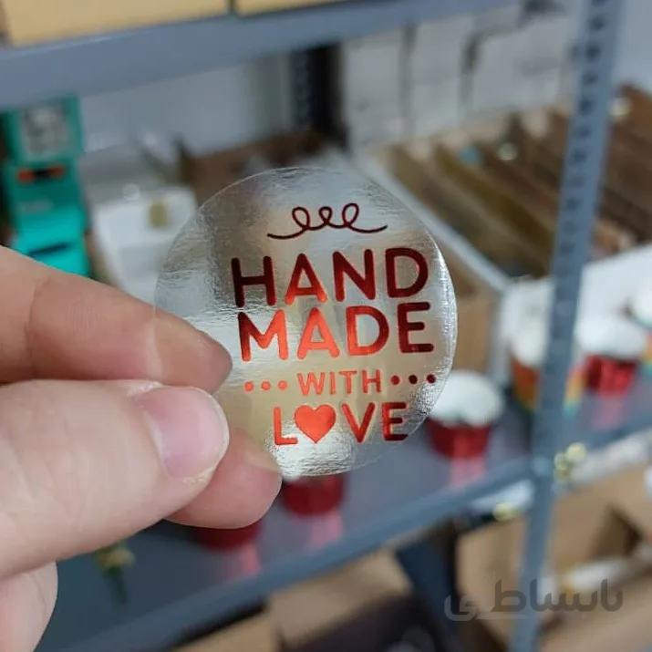 استیکر قرمز hand made with love (مجموعه 30 عددی)
