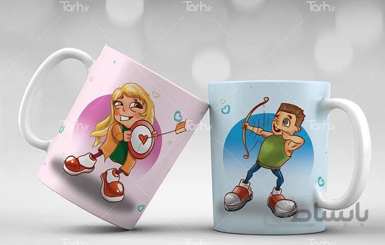 لیوان سرامیکی با طرح ست عاشقانه