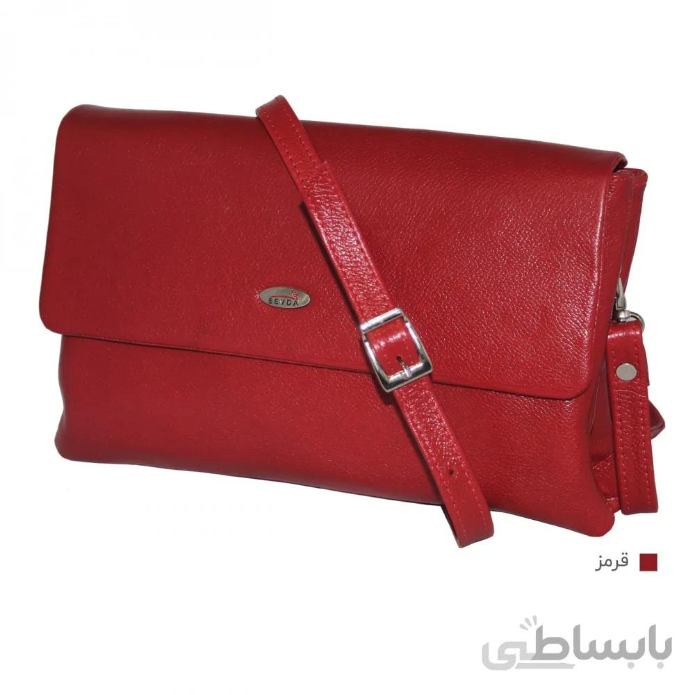کیف زنانه چرم طبیعی قرمز دوشی