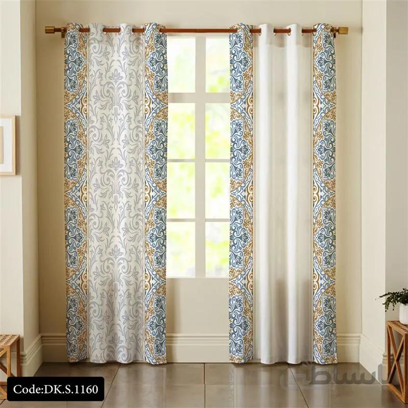پرده پانچی (هازان و مخمل)کد DK.S.1160 طرح ایرانی و سنتی اسلیمی نقوش