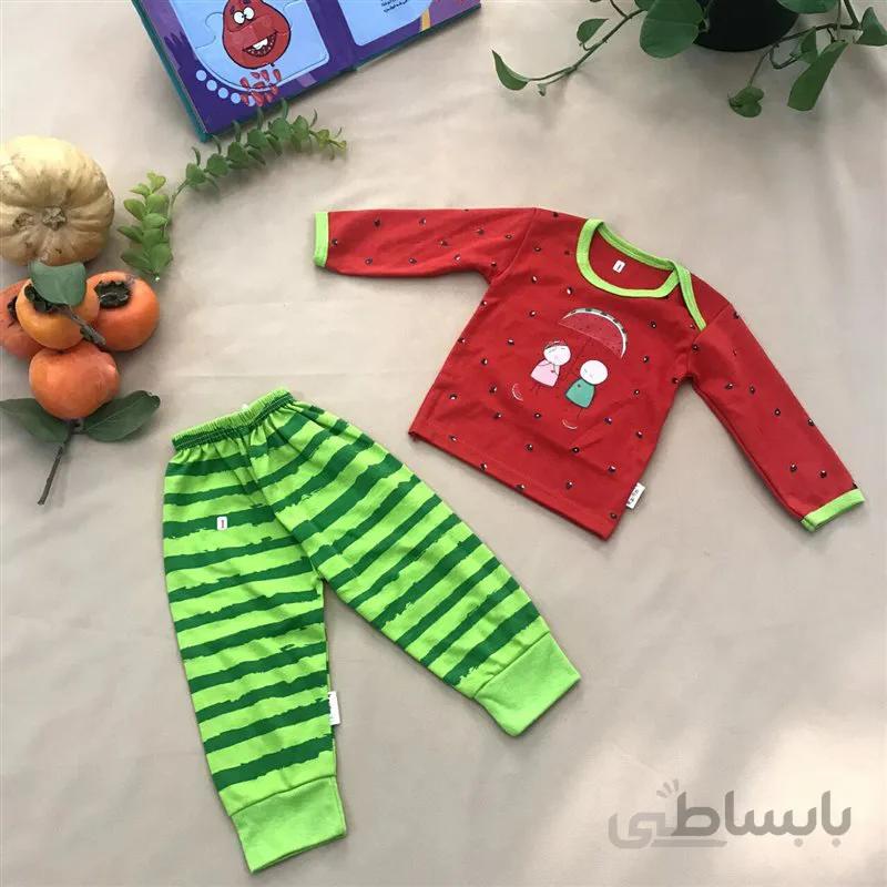 ست بلوز شلوار بچگانه یلدایی صفر تا 15 ماه کد 384