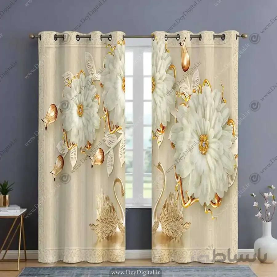 پرده پانچ گل سه بعدیpk-2574