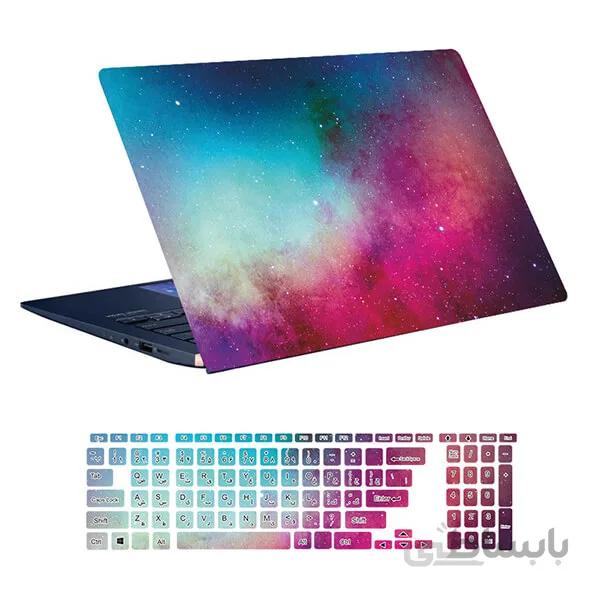 اسکین لپ تاپ طرح Space کد ۶۱ به همراه استیکر کیبورد