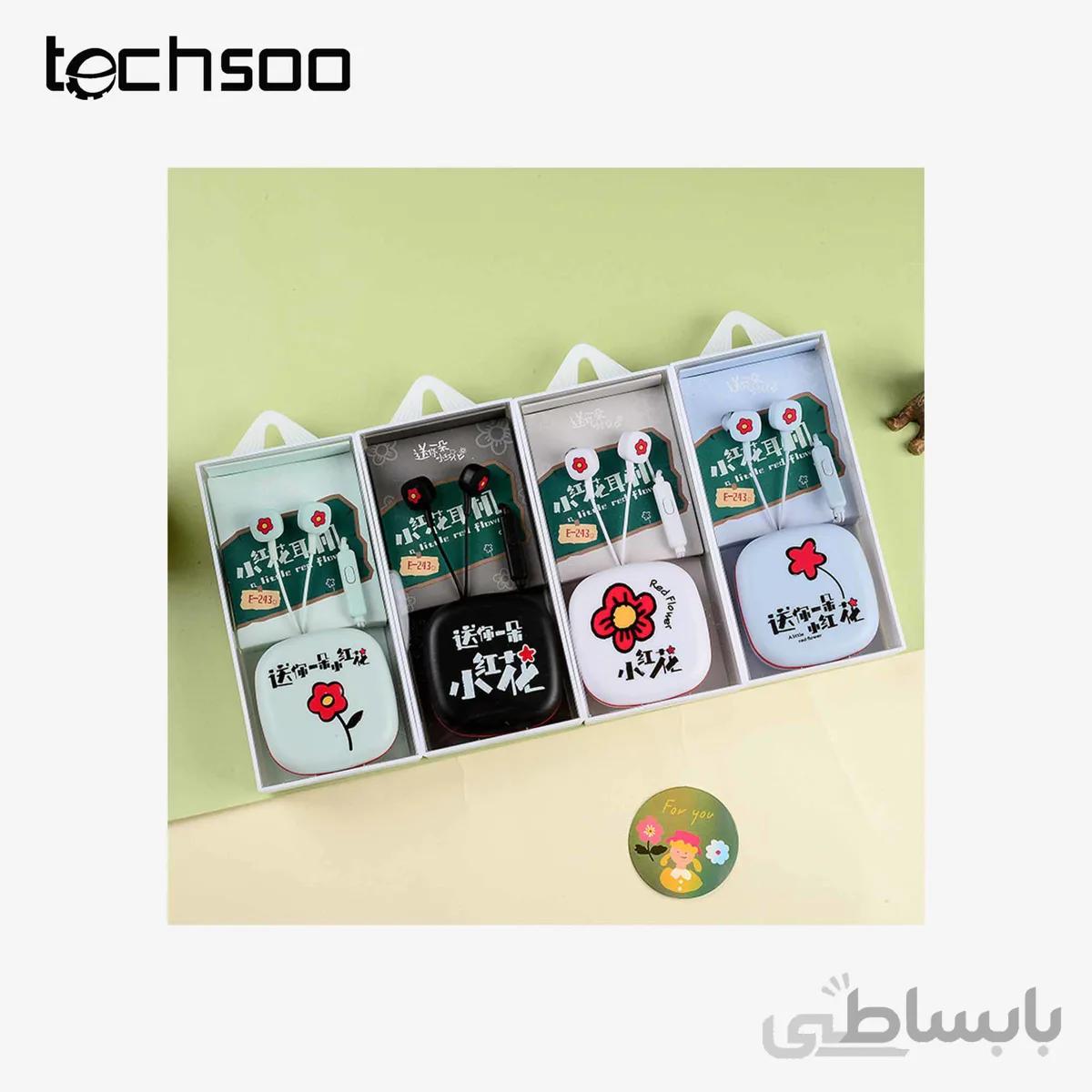 هندزفری فانتزی طرح گل سرخ Red flower E-243 wired earphone