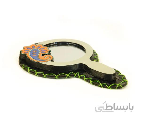 آینه دستی طرح دار چوبی کد MH1023