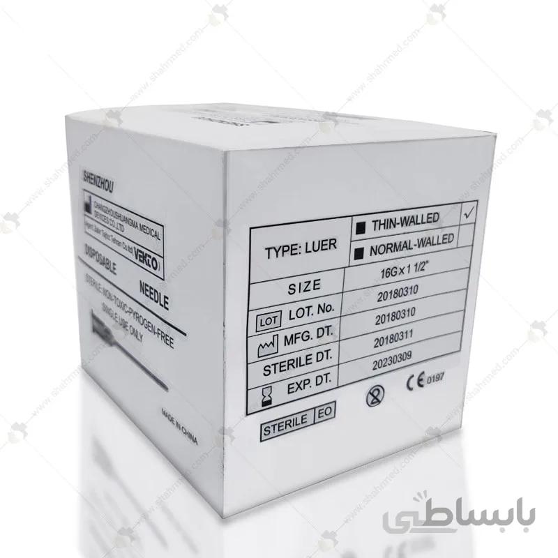 سرسوزن مزوتراپی گیج 16 وکتو بسته 100 عددی با طول 38 میلی متر Vekto Mesotherapy Needle G16 38mm
