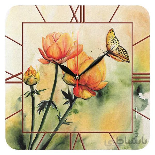 ساعت دیواری مدل 1004 طرح گل و پروانه