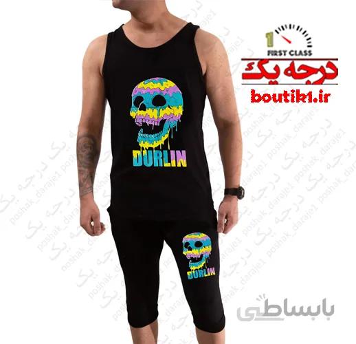 ست رکابی وشلوارک پنبه اسکلتی