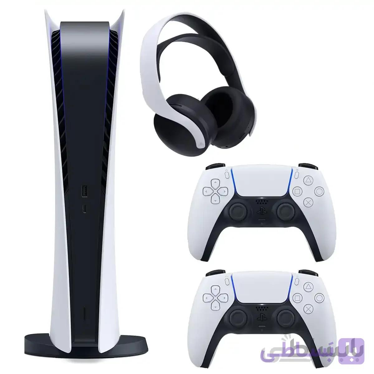 مجموعه کنسول بازی سونی مدل PlayStation 5 Digital ظرفیت 825 گیگابایت به همراه هدست و پایه شارژر