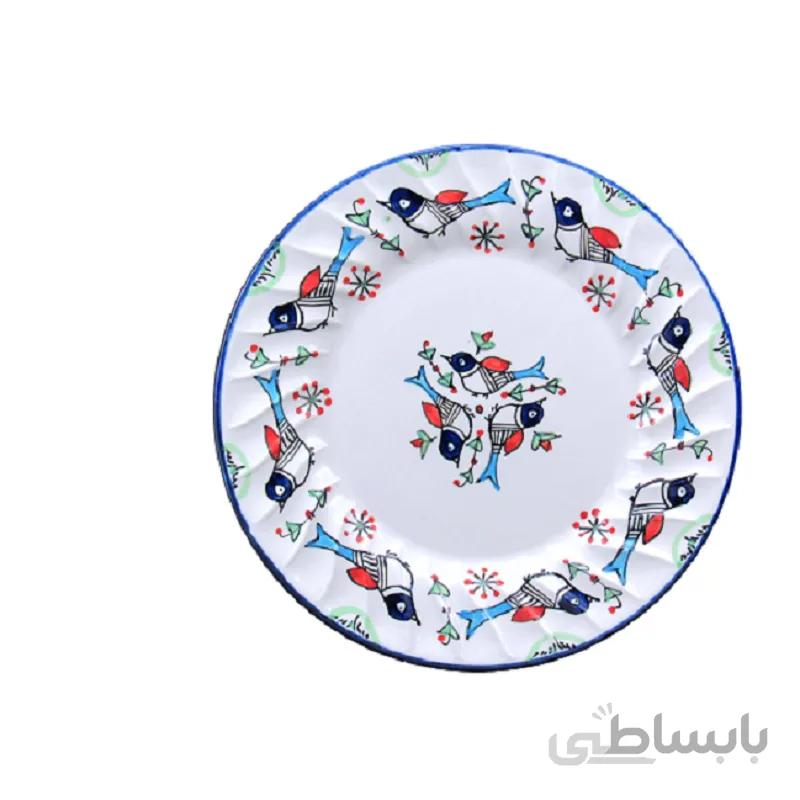 بشقاب گود ۲۰ چینی میبد مروارید طرح مرغی رنگی