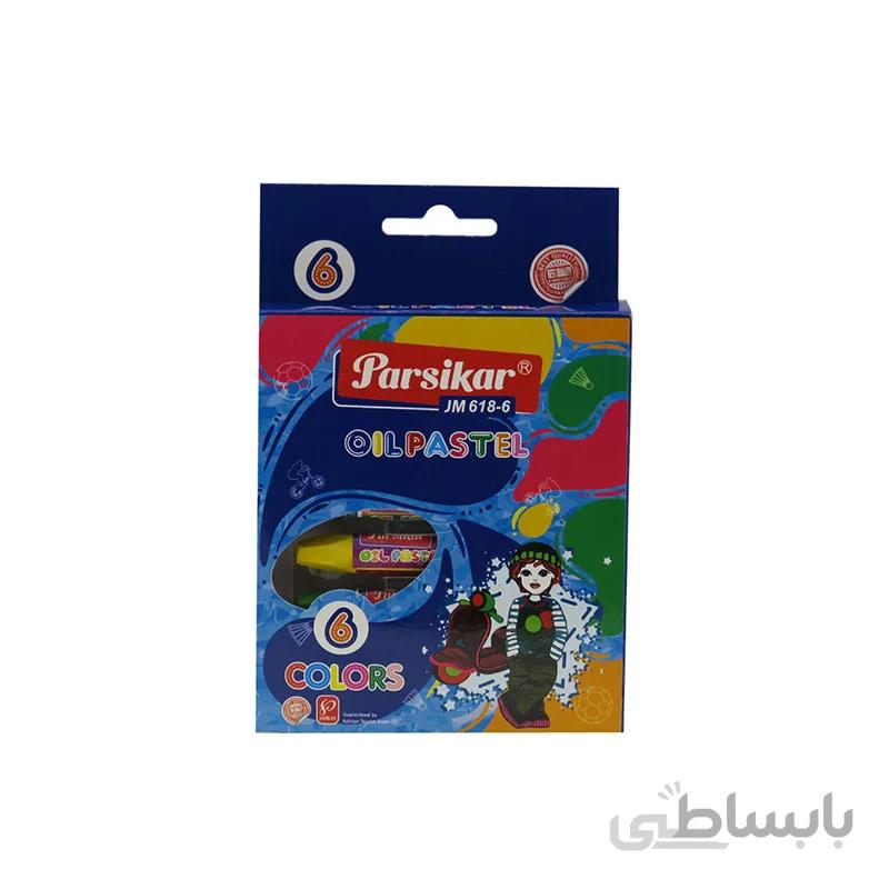 پاستل ٦ رنگ مقوايى آويزدار پارسیکار مدل JM 618 (بسته 12 عددی)