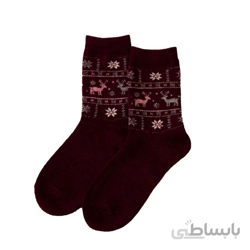 جوراب پشمی زرشکی