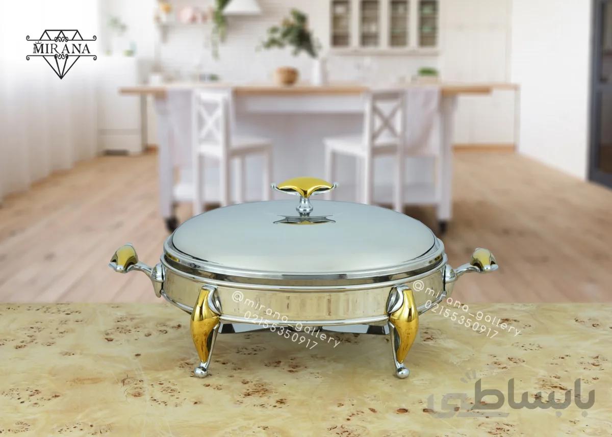 سوفله بیضی متوسط استیل برند دیاکو مدل النا براق پایه طلایی 815sg