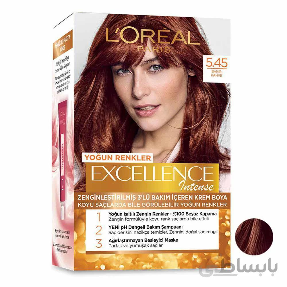 کیت رنگ مو لورآل مدل Excellence شماره 5.45 رنگ قهوه ای