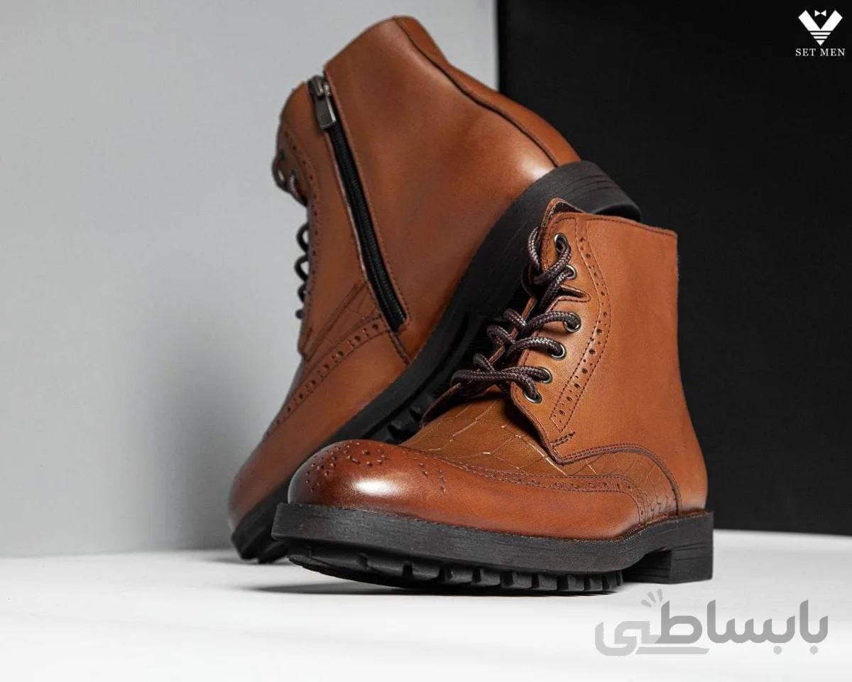 نیم بوت چرم طبیعی مردانه kb101