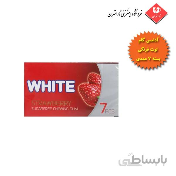 ادامس تب گام وایت توت فرنگی با گرانول 14 گرمی مینو 7 عددی