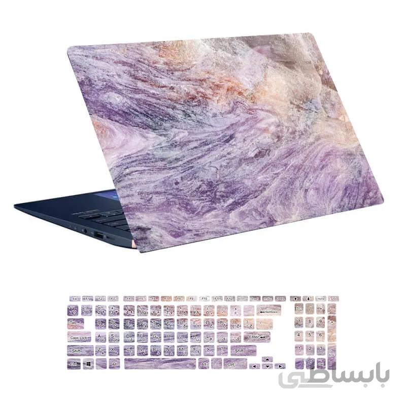 اسکین لپ تاپ طرح Marble کد ۳۴ به همراه استیکر کیبورد