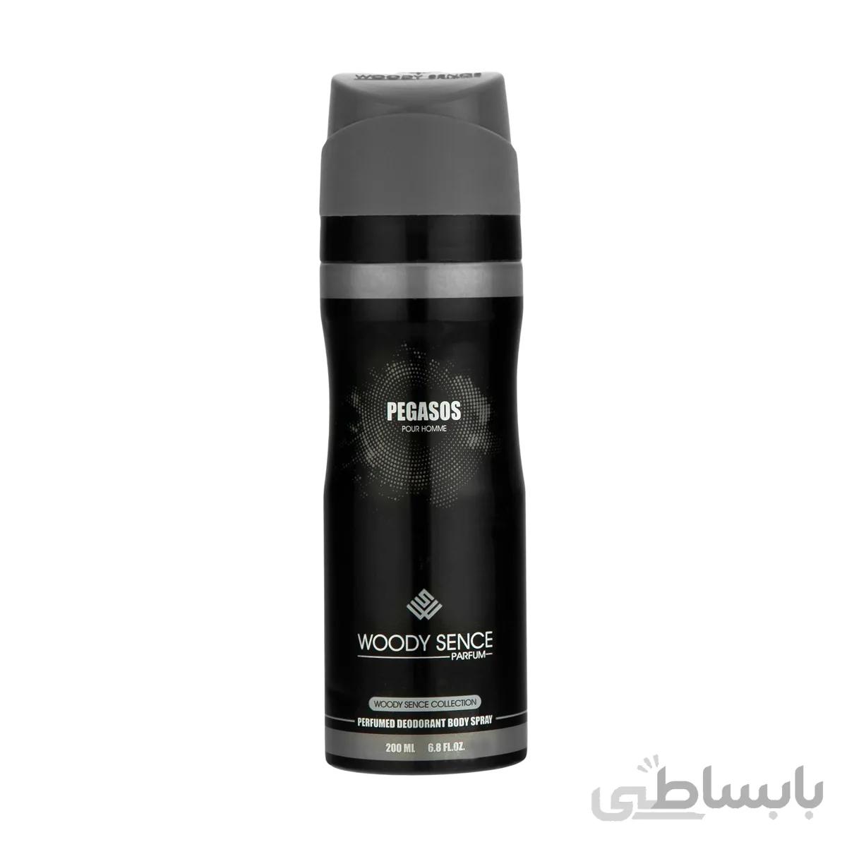 اسپری بدن مردانه وودی سنس مدل Pegassos پگاسوس 200 میلی لیتر ا Woody Sence Pegassos Body Spray For Men