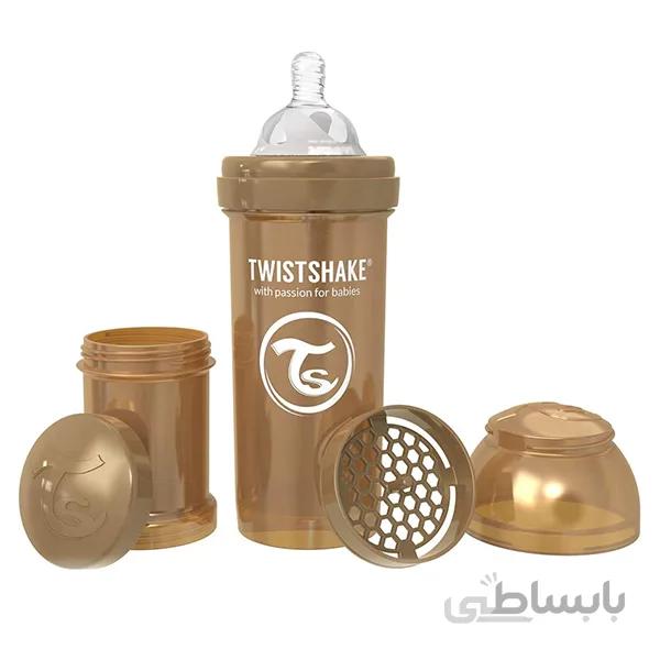 شیشه شیر آنتی کولیک تویست شیک 260 میل مسی Twistshake