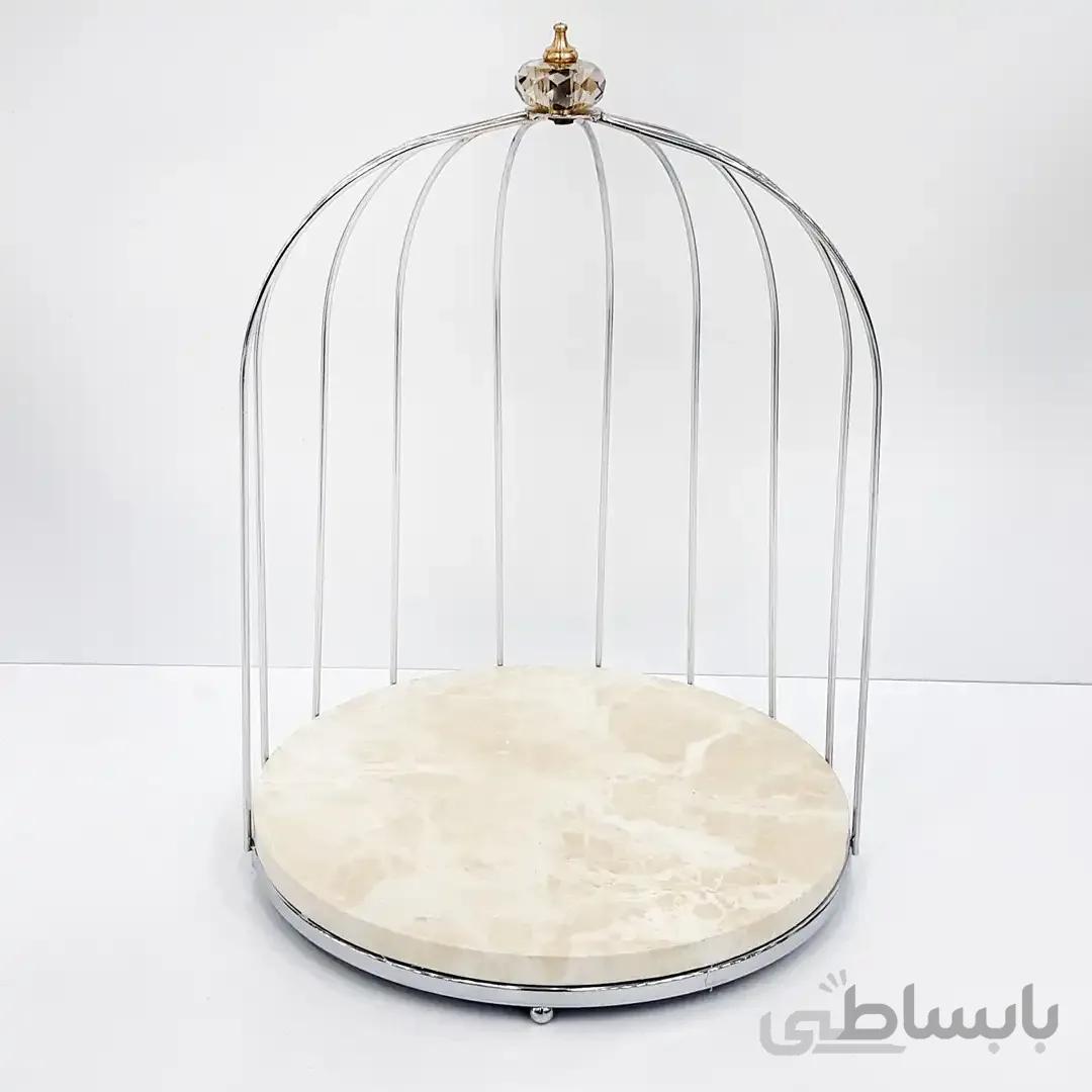 استند سرو پذیرایی مدل نیم قفس رنگ طلایی و نقره ای | استند مزه سنگی کد 42010
