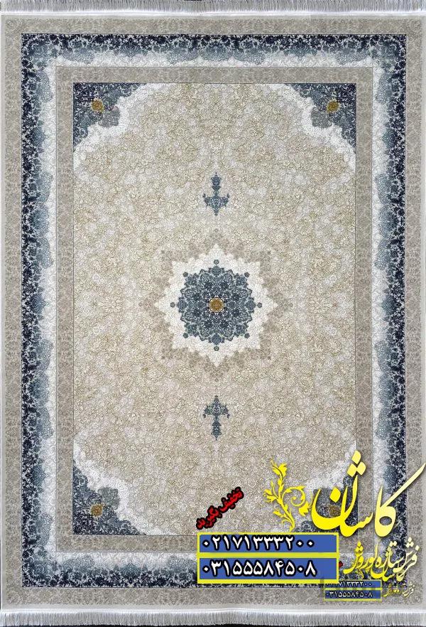 فرش کاشان نقشه مه گل کرم 1200 شانه برجسته