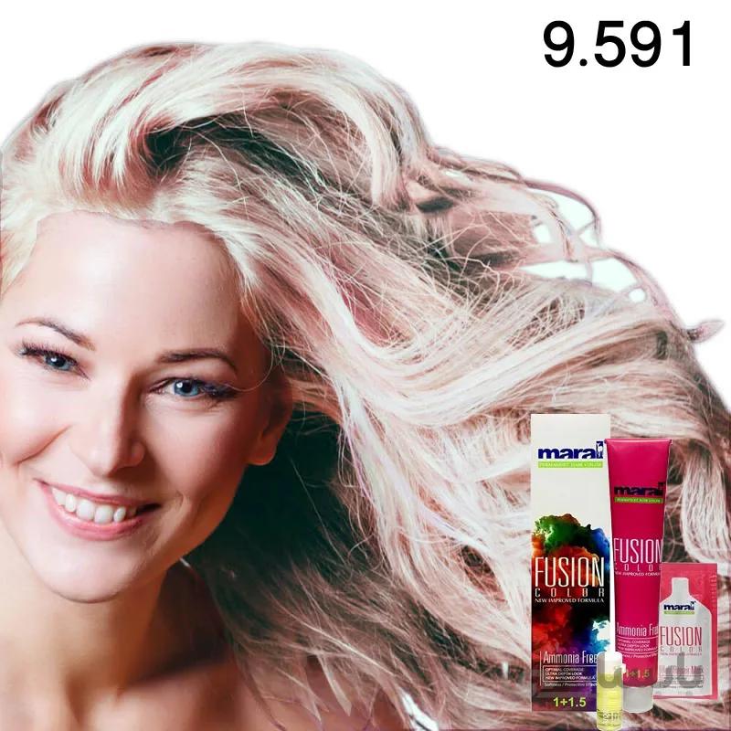 رنگ مو بدون آمونیاک فیوژن کالر مارال رنگ 9.591 (رزگلد)