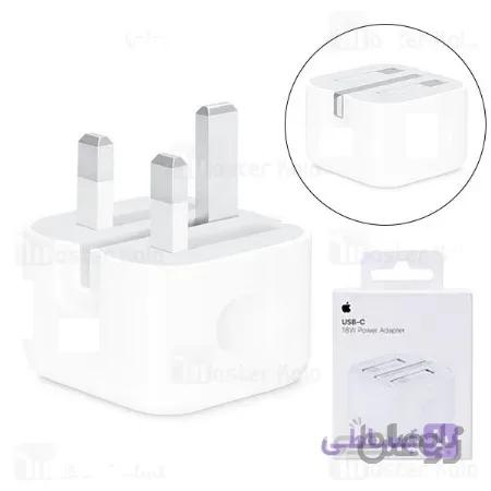آداپتور شارژر اصلی اپل Apple A1696 MU7W2ZP/A 18W Type C دارای پورت تایپ سی