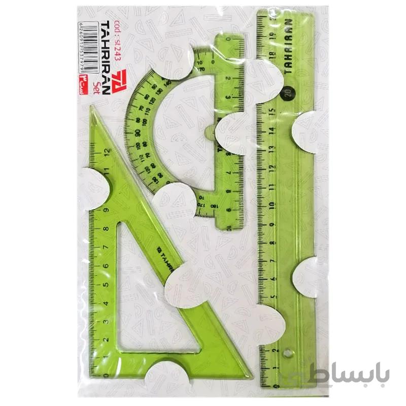 ست خط کش گونیا و نقاله ژله ای تحریران کد ST 243 مجموعه 3 عددی