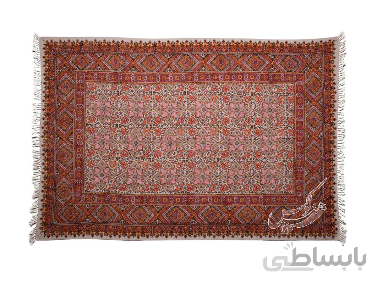رومیزی پارچه قلمکار 100*140 طرح گل پر